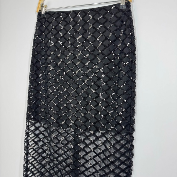 J. Crew Collection Black Lattice Sequin Pencil Skirt NWT - Picture 6 of 17